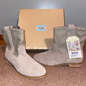 Laurel Taupe Suede Wool Contrast Toms Booties
